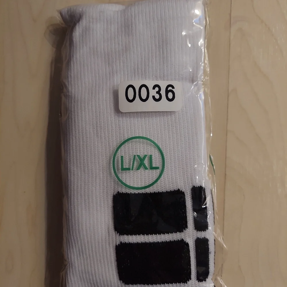 1 pair of White Compression Socks. Size L